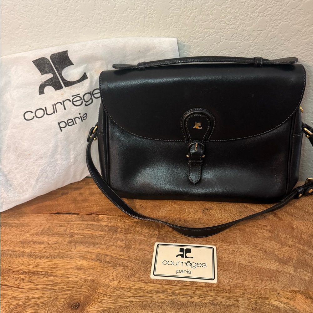 Courrèges Black Leather Crossbody Bag